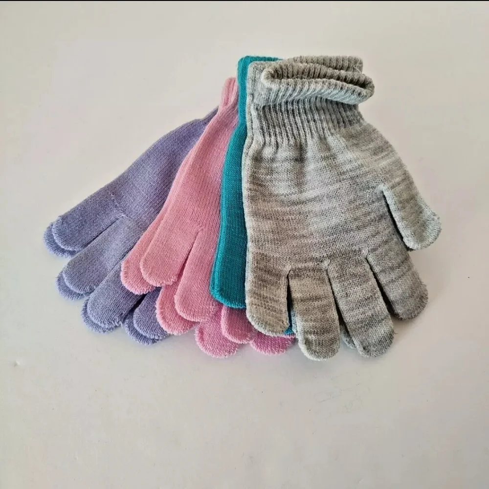 Old East Main Co Kids' Gloves 4 Pack Assorted Colors Winter Knit Warm Snow Gift